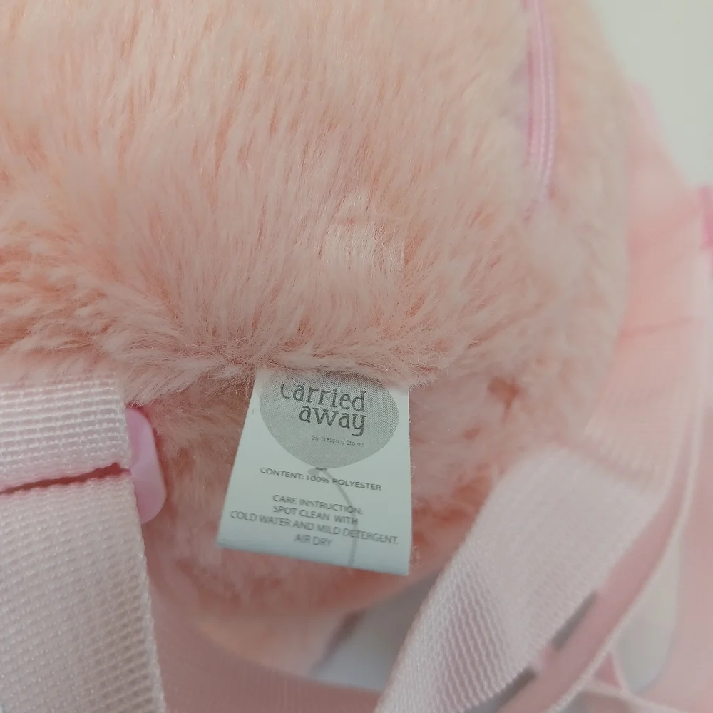 Kids Back Pack Pink Hippo Plush Carried Away by Stepping Stones.